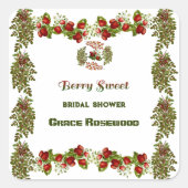 Mooie herfstbladeren zoete bruidsdouche met bessen vierkante sticker (Voorkant)