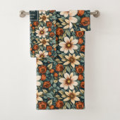 Mooie Herfstbloei Sage Terracotta Naam Bad Handdoe Handdoek (Insitu)