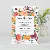 Mooie herfstbloemen bruiloft save the date-kaarten date (Staand voorkant)
