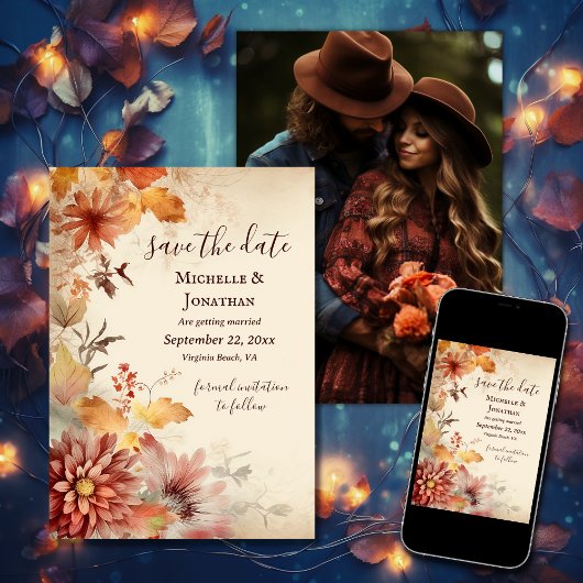 Mooie herfstbloemen Herfst Bloemen Bruiloft Foto Save The Date