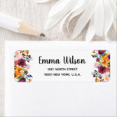 Mooie herfstbloemen retouradreslabels etiket (Insitu)