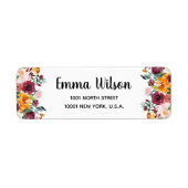 Mooie herfstbloemen retouradreslabels etiket (Voorkant)