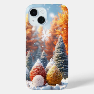 Mooie herfstboom in de winter iPhone 15 case