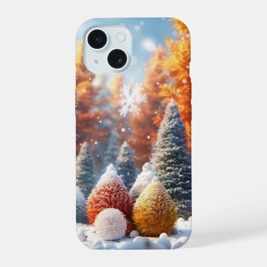 Mooie herfstboom in de winter iPhone 15 case (Achterkant)
