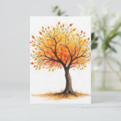 Mooie herfstboom uitnodiging (Staand voorkant)
