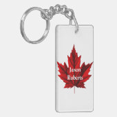 Mooie herfstesdoornblad sleutelhanger (Voorkant Links)