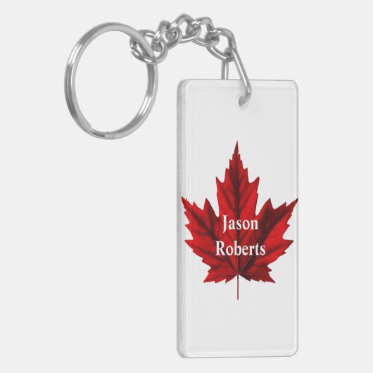 Mooie herfstesdoornblad sleutelhanger (Voorkant Links)