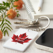 Mooie herfstesdoornblad sleutelhanger (Voorkant Rechts)