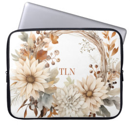Mooie herfstkrans met initialen laptop sleeve