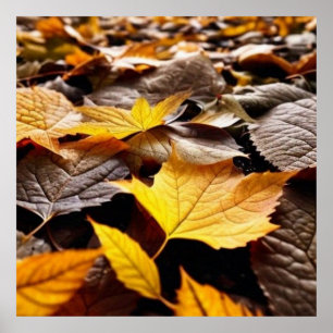 Mooie herfstpagina's op de grond 4 poster