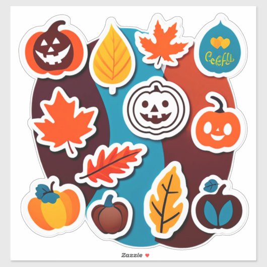 Mooie herfstpompoenen en bladeren seizoensgebonden sticker (Vel)