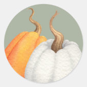 Mooie herfstpompoenen in waterverf herfst knutselp ronde sticker (Voorkant)