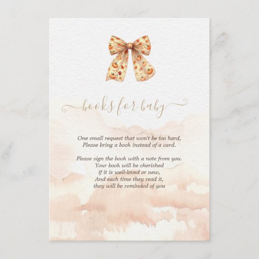 Mooie herfstpompoenen strik babyshower  informatiekaartje (Voorkant)