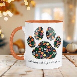 Mooie herfstpootafdruk koffiemok voor een hondenli mok
