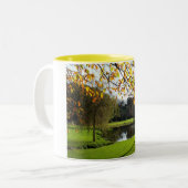 Mooie herfstscène op Jersey Tweekleurige Koffiemok (Voorkant links)