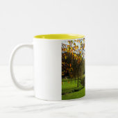 Mooie herfstscène op Jersey Tweekleurige Koffiemok (Links)