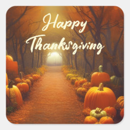 Mooie herfsttafereel met pompoenpad op maat vierkante sticker