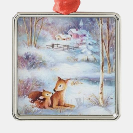 Mooie herten en Fawn kerstboom Metalen Ornament (Voorkant)