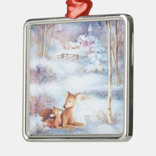 Mooie herten en Fawn kerstboom Metalen Ornament (Links)