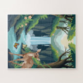 Mooie Herten en Waterval Bos Kinderen Legpuzzel (Horizontaal)