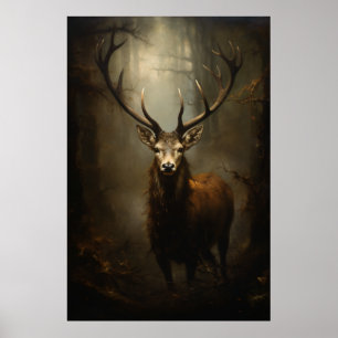 Mooie herten in het bos poster