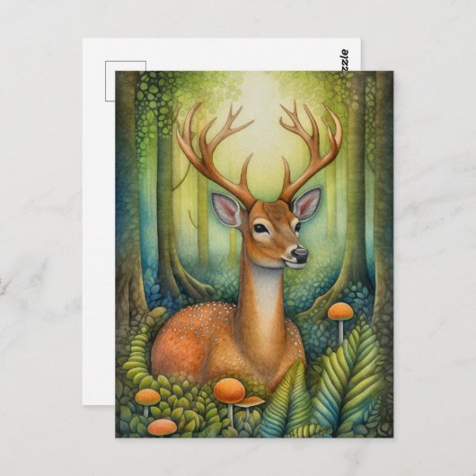 Mooie herten in het Forest Art Briefkaart (Voorkant / Achterkant)