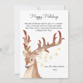 Mooie herten kerstverlichting plat feestdagenkaart (Voorkant)