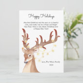 Mooie herten kerstverlichting plat feestdagenkaart (Staand voorkant)