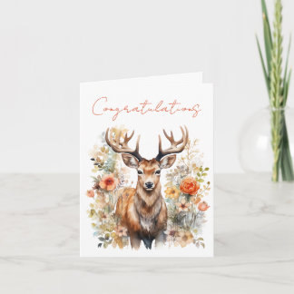 Mooie herten omringd door bloemen kaart