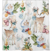 Mooie herten Waterverf kerst Douchegordijn (Voorkant)