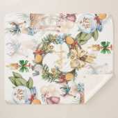 Mooie Herten Waterverf Kerstmis Familienaam Sherpa Deken (Voorkant (horizontaal))