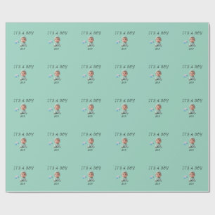 Mooie Het Is Een Jongen Baby Shower Patroon Inpakp Cadeaupapier
