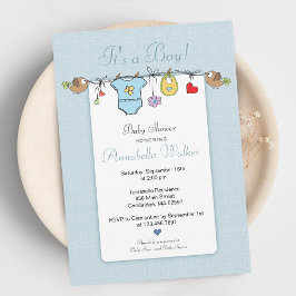 Mooie Het Is Een Jongen Waslijn Baby Shower Kaart
