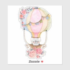 Mooie het luchtballon met beer waterverf  sticker