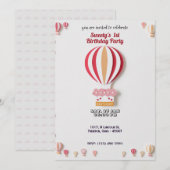 Mooie Hete Luchtballon Verjaardag Kaart met Taart (Voorkant / Achterkant)