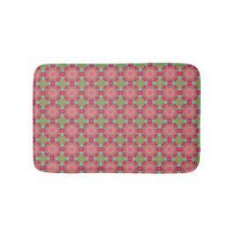 Mooie hete roze en groene bloemen badmat