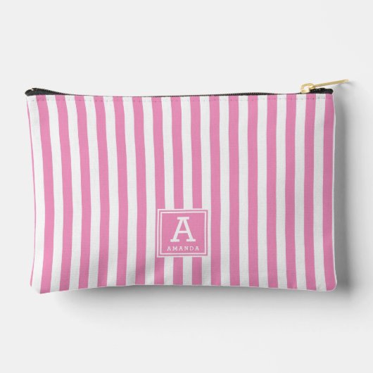 Mooie hete roze gestreepte gemerkte initialen etui (Achterkant)