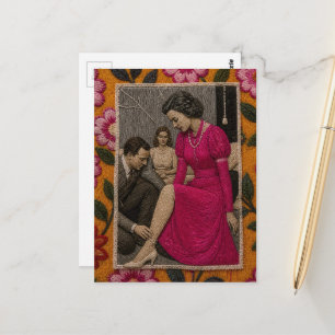 Mooie hete roze jurk mode naai collage briefkaart