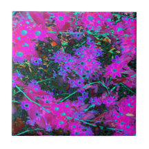 Mooie hete roze, magenta en aquablauwe bloemen