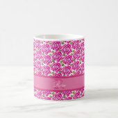 Mooie hete roze rozen aangepaste naam monogram cad koffiemok (Center)