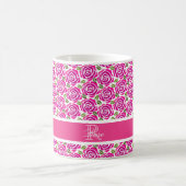 Mooie hete roze rozen aangepaste naam monogram cad koffiemok (Center)