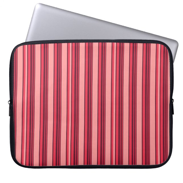 Mooie hete roze strepen laptop sleeve (Voorkant)