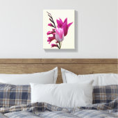 Mooie hete roze tulp moderne bloemenkunst canvas afdruk (Insitu (Slaapkamer))