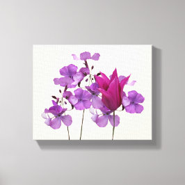 Mooie hete roze tulp paarse bloemen bloemig canvas afdruk