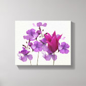 Mooie hete roze tulp paarse bloemen bloemig canvas afdruk (Voorkant)