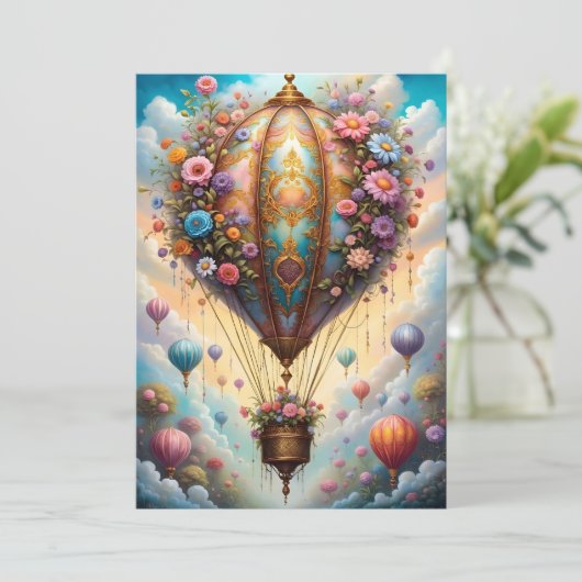 Mooie heteluchtballon kaart (Staand voorkant)