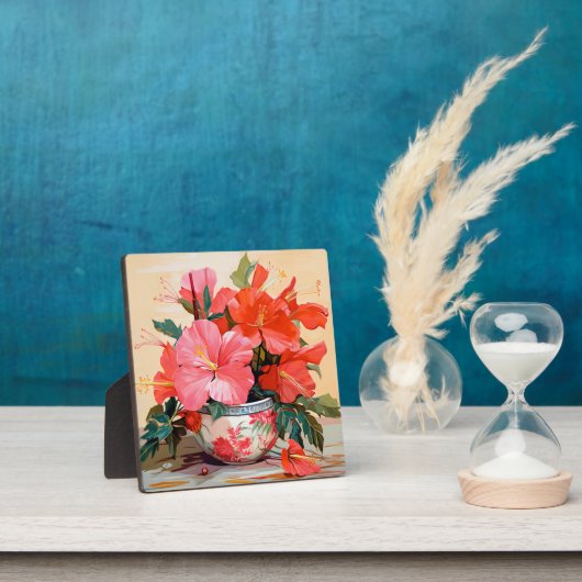 Mooie Hibiscus bloemen, roze/rood, Fotoplaat (Insitu)