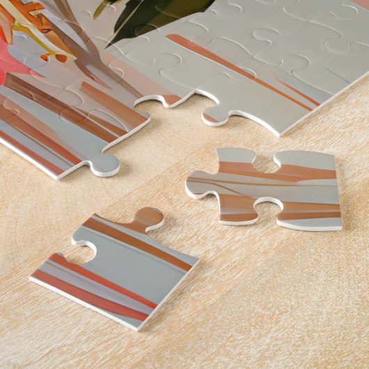 Mooie Hibiscus bloemen, roze/rood, Legpuzzel (Zijkant)