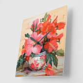 Mooie Hibiscus bloemen, roze/rood, Vierkante Klok (Hoek)