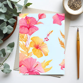 Mooie Hibiscus | Tropische Bloem Waterverf Briefkaart